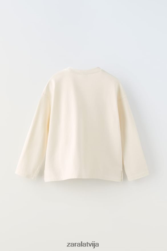 augstākās klases vienkāršs t-krekls bērni Zara ekru 6ZTV401530 apģērbs
