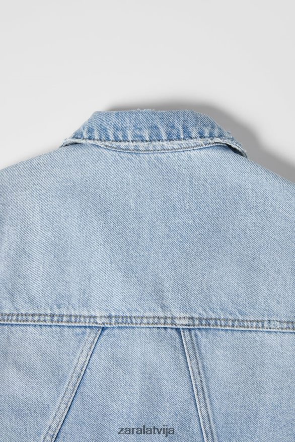 džinsa jaka bērni Zara gaiši zils 6ZTV401546 apģērbs