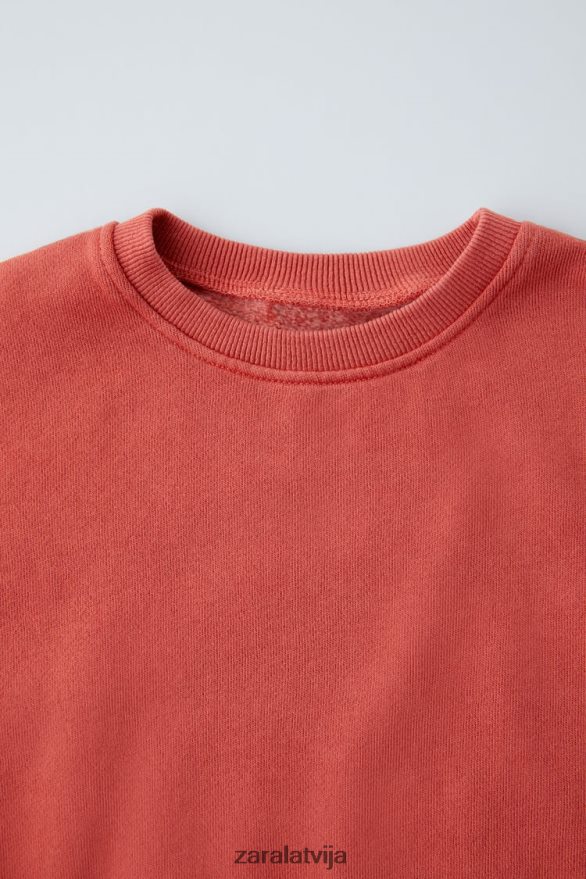 izmazgāts šuvju džemperis bērni Zara sarkans/oranžs 6ZTV401555 apģērbs