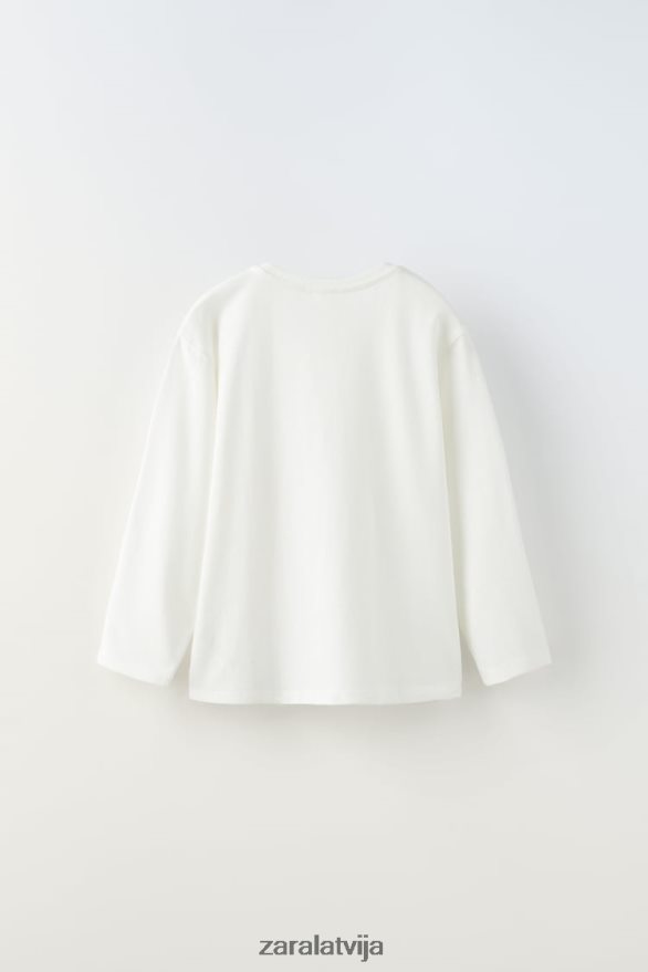 vienkāršs t-krekls bērni Zara balts 6ZTV401526 apģērbs