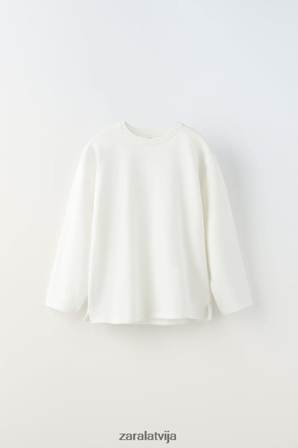 vienkāršs t-krekls bērni Zara balts 6ZTV401526 apģērbs