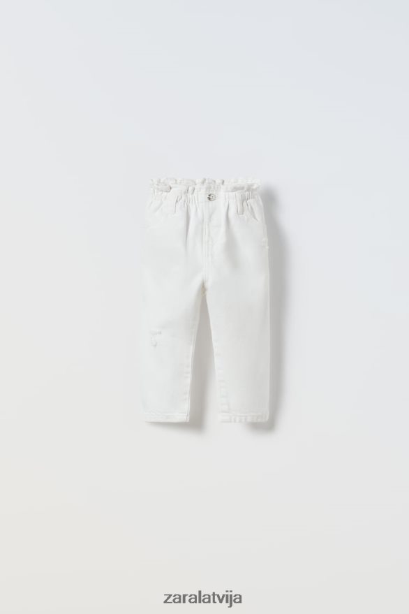 autentiskie džinsi bērni Zara balts 6ZTV401619 apģērbs