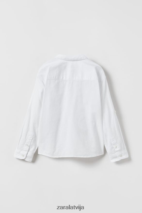 linu maisījuma krekls bērni Zara balts 6ZTV401618 apģērbs