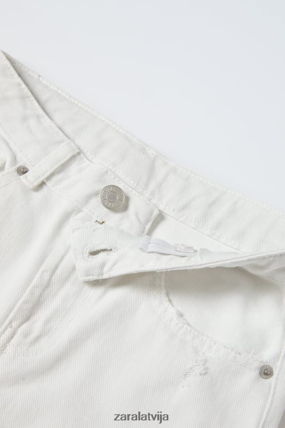 saplēsti džinsi bērni Zara ekru 6ZTV401615 apģērbs