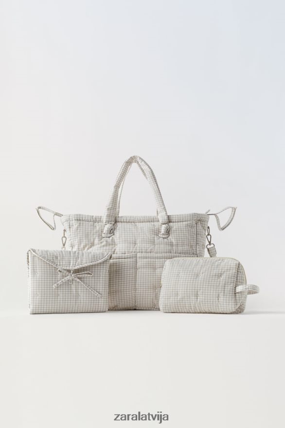 paciņa ar gingham grūtnieču somām bērni Zara gandrīz balts 6ZTV401568 Piederumi