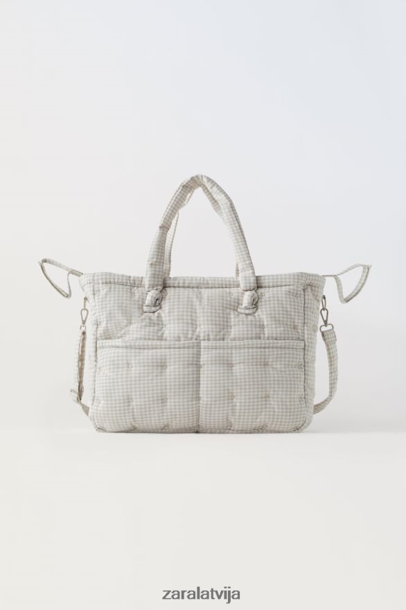 paciņa ar gingham grūtnieču somām bērni Zara gandrīz balts 6ZTV401568 Piederumi