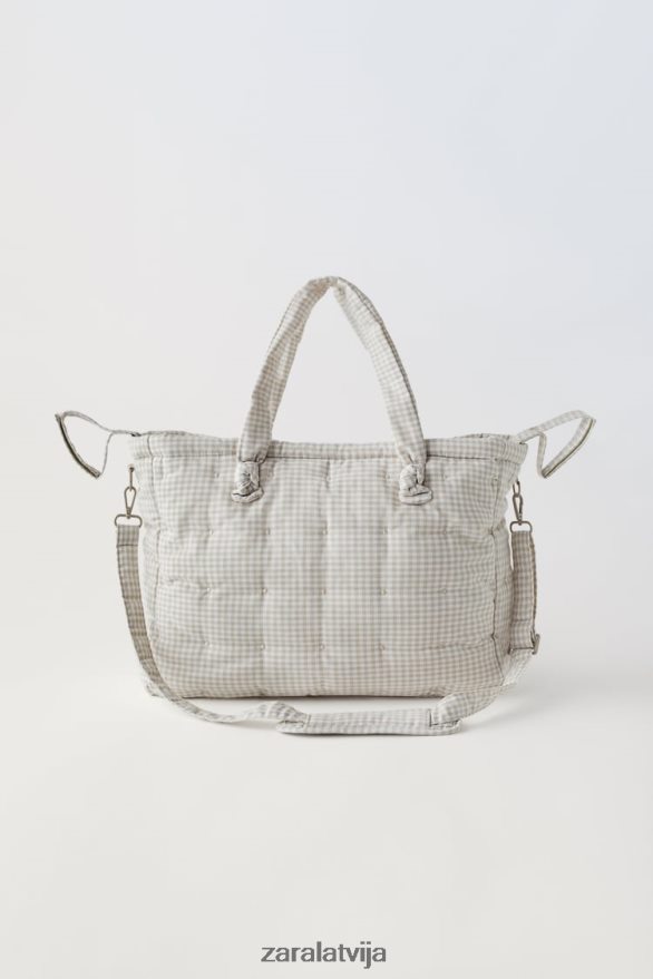 paciņa ar gingham grūtnieču somām bērni Zara gandrīz balts 6ZTV401568 Piederumi