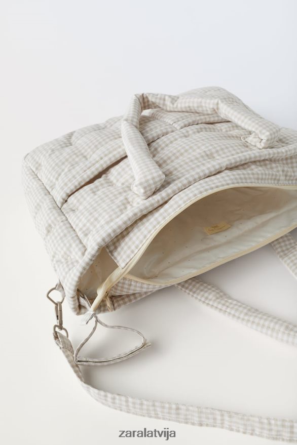 paciņa ar gingham grūtnieču somām bērni Zara gandrīz balts 6ZTV401568 Piederumi