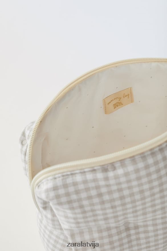paciņa ar gingham grūtnieču somām bērni Zara gandrīz balts 6ZTV401568 Piederumi