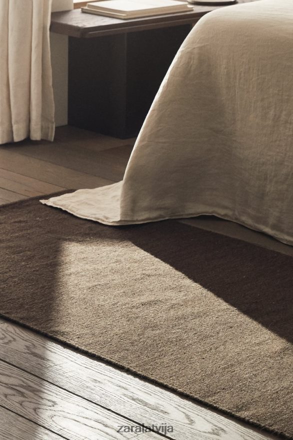 vilnas un kokvilnas paklājs unisex Zara brūns 6ZTV401651 Piederumi