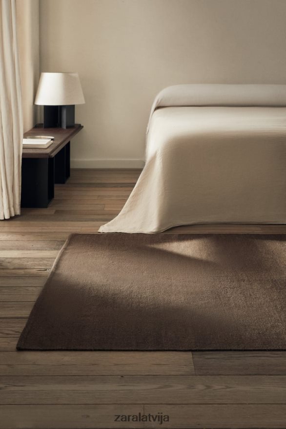 vilnas un kokvilnas paklājs unisex Zara brūns 6ZTV401651 Piederumi