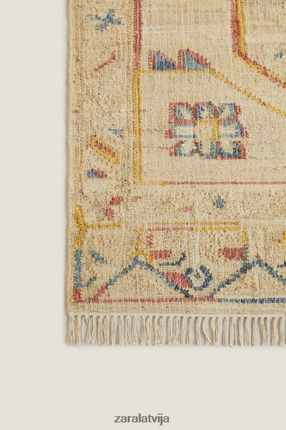 vintage džutas paklājs unisex Zara gaiši bēšs 6ZTV401640 Piederumi