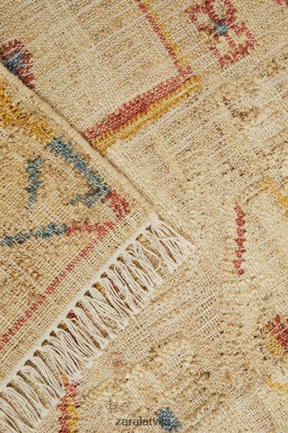 vintage džutas paklājs unisex Zara gaiši bēšs 6ZTV401640 Piederumi