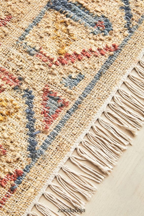 vintage džutas paklājs unisex Zara gaiši bēšs 6ZTV401640 Piederumi