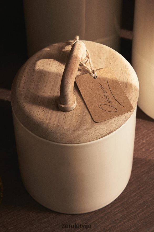 keramikas un koka burka unisex Zara krēms 6ZTV401689 Piederumi