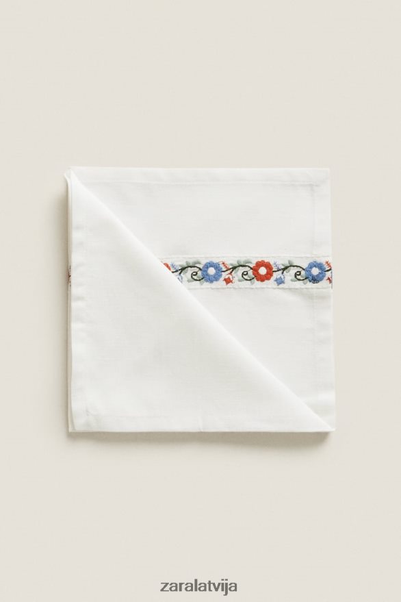 izšūtas kokvilnas salvetes (2 iepakojumā) unisex Zara balts 6ZTV401663 Piederumi