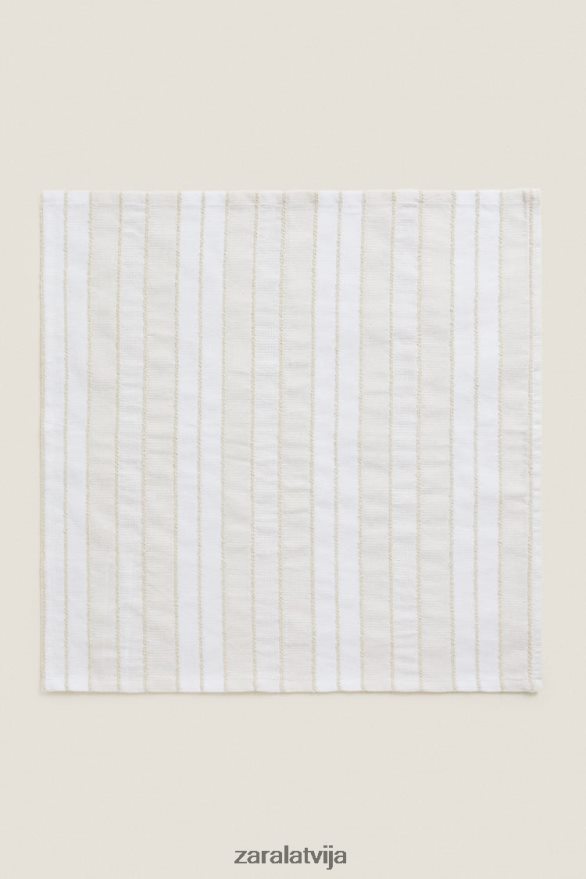 krāsotas svītrainas salvetes (iepakojumā 2) unisex Zara ekru 6ZTV401673 Piederumi