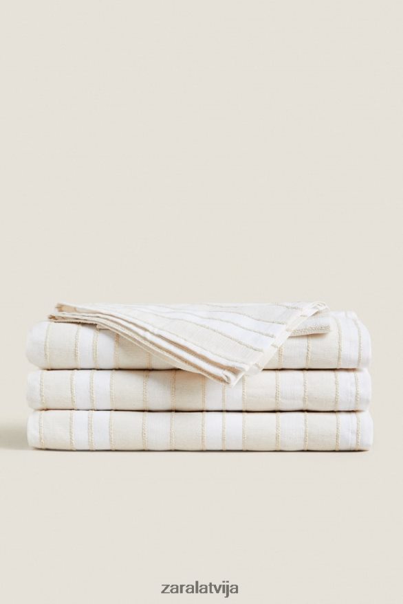 krāsots pavediens svītrains galdauts unisex Zara ekru 6ZTV401672 Piederumi
