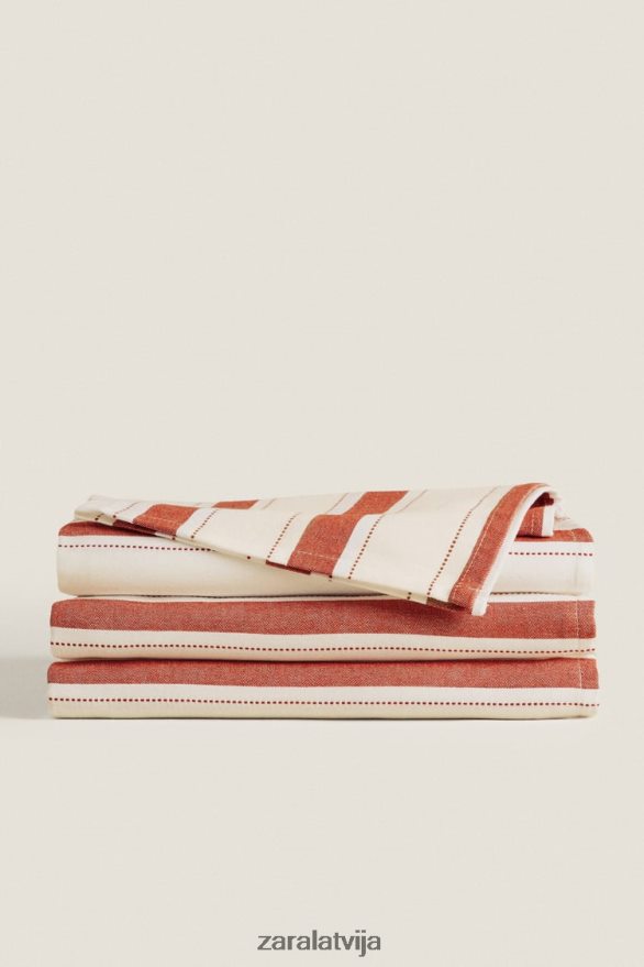 krāsots pavediens svītrains galdauts unisex Zara ķieģelis 6ZTV401664 Piederumi