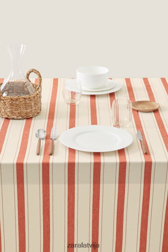 krāsots pavediens svītrains galdauts unisex Zara ķieģelis 6ZTV401664 Piederumi