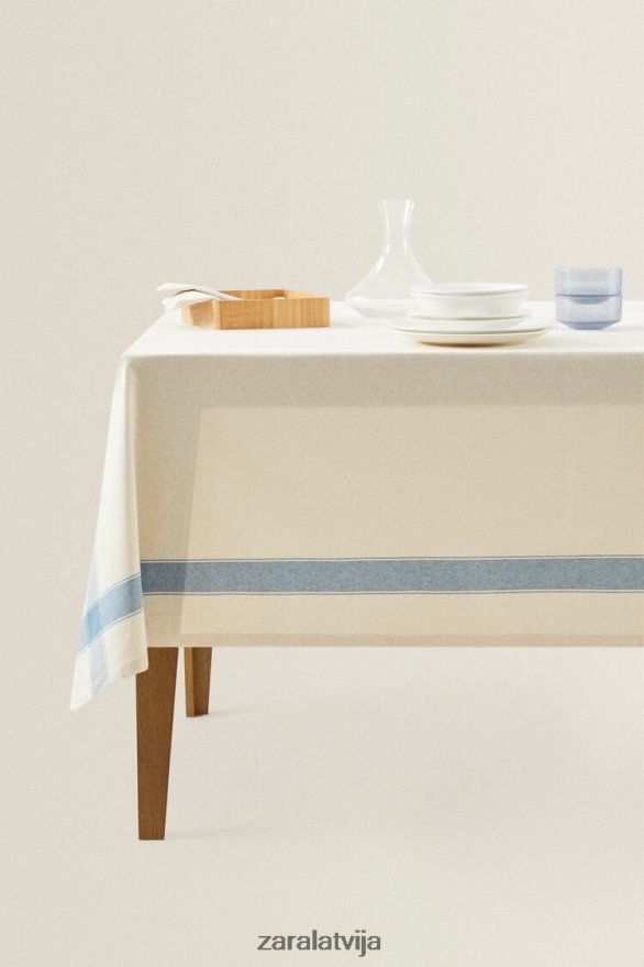 krāsots pavediens svītrains galdauts unisex Zara zils 6ZTV401674 Piederumi