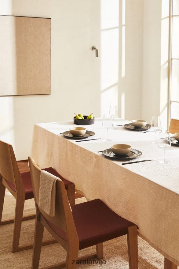 svītrains galdauts unisex Zara ekru 6ZTV401670 Piederumi