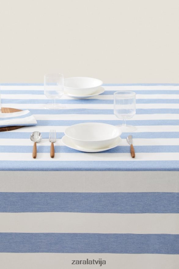 svītrains kokvilnas galdauts unisex Zara zils 6ZTV401666 Piederumi