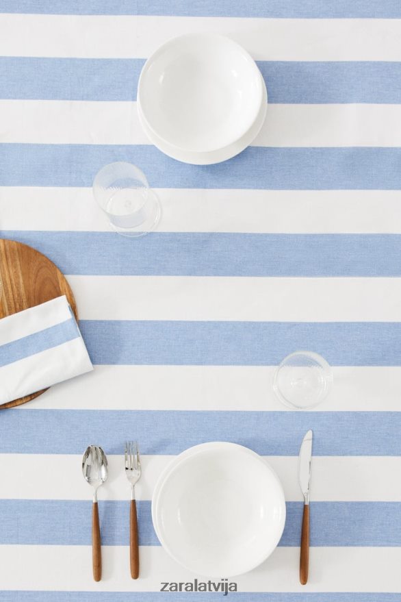 svītrains kokvilnas galdauts unisex Zara zils 6ZTV401666 Piederumi