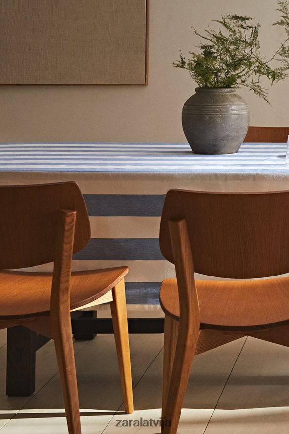 svītrains kokvilnas galdauts unisex Zara zils 6ZTV401666 Piederumi