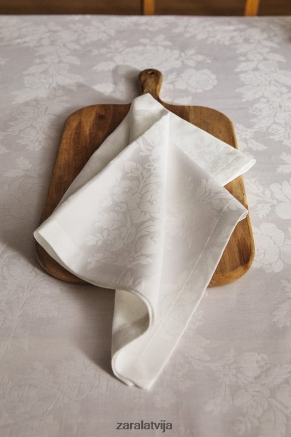 ziedu žakarda salvete (2 iepakojumā) unisex Zara balts 6ZTV401679 Piederumi