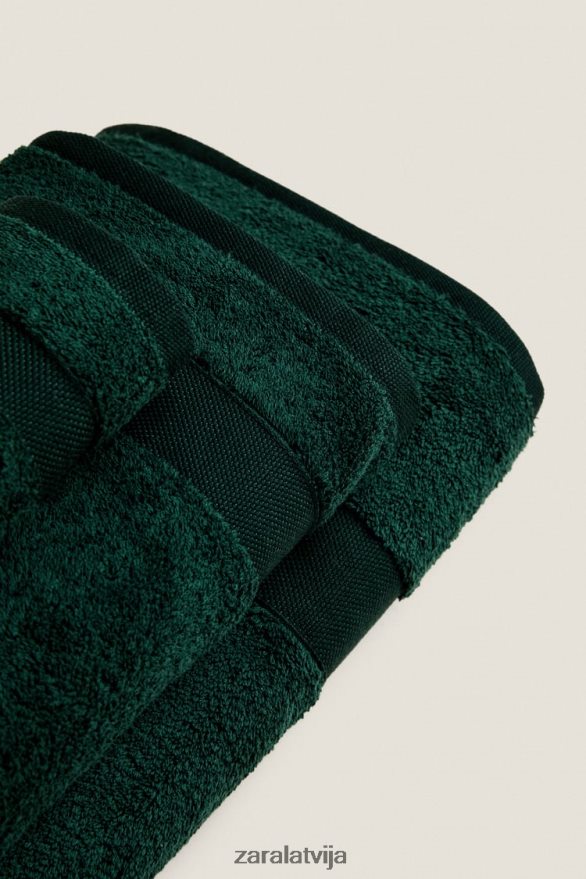 augstākās kvalitātes kokvilnas dvielis unisex Zara tumši zaļa 6ZTV401725 Piederumi