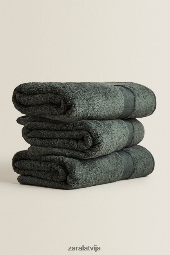 augstākās kvalitātes kokvilnas dvielis unisex Zara tumši zaļa 6ZTV401725 Piederumi