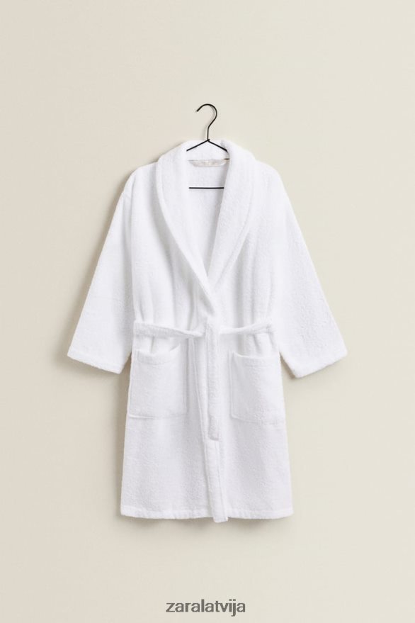 augstākās kvalitātes kokvilnas peldmētelis unisex Zara balts 6ZTV401736 Piederumi