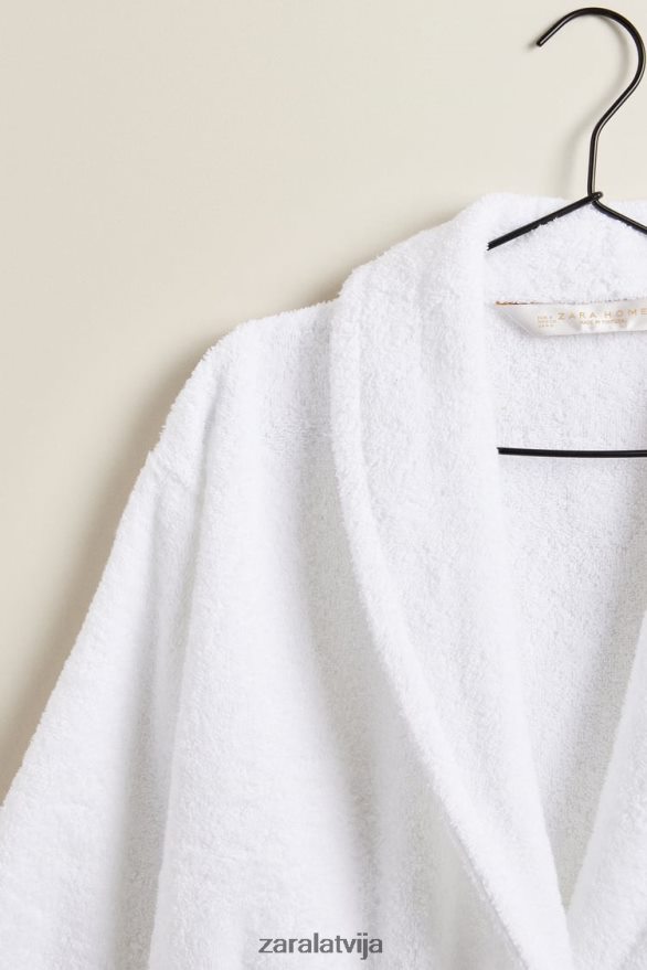 augstākās kvalitātes kokvilnas peldmētelis unisex Zara balts 6ZTV401736 Piederumi