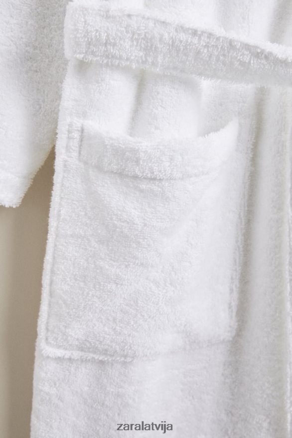 augstākās kvalitātes kokvilnas peldmētelis unisex Zara balts 6ZTV401736 Piederumi