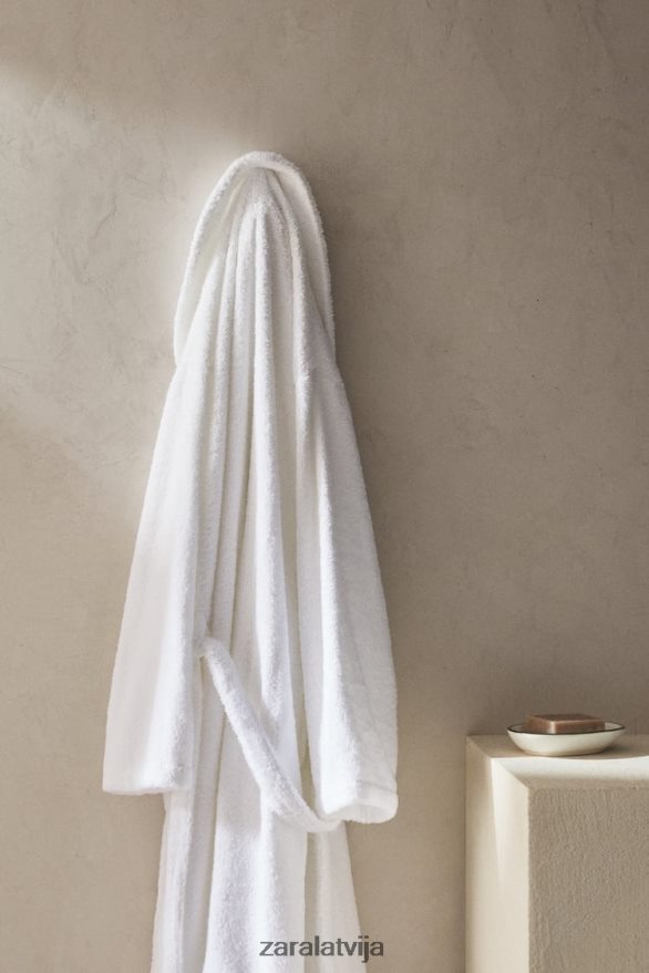 augstākās kvalitātes kokvilnas peldmētelis unisex Zara balts 6ZTV401736 Piederumi