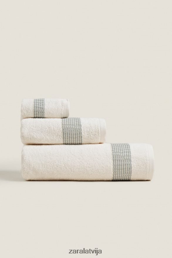 kokvilnas dvielis ar kroku apmali unisex Zara akvamarīns 6ZTV401732 Piederumi