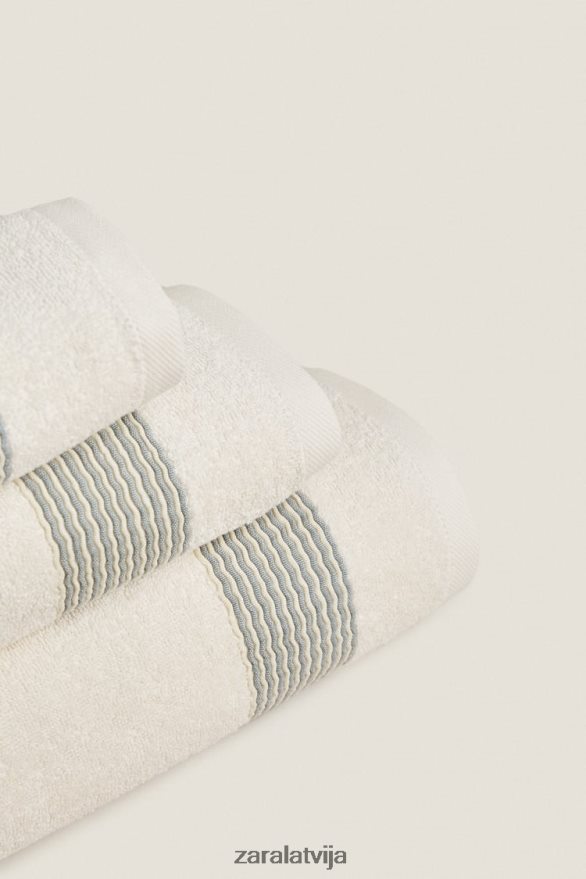 kokvilnas dvielis ar kroku apmali unisex Zara akvamarīns 6ZTV401732 Piederumi