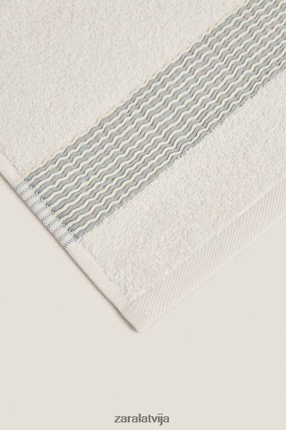 kokvilnas dvielis ar kroku apmali unisex Zara akvamarīns 6ZTV401732 Piederumi