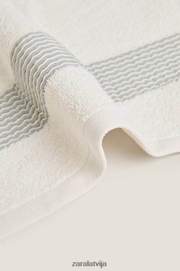 kokvilnas dvielis ar kroku apmali unisex Zara akvamarīns 6ZTV401732 Piederumi