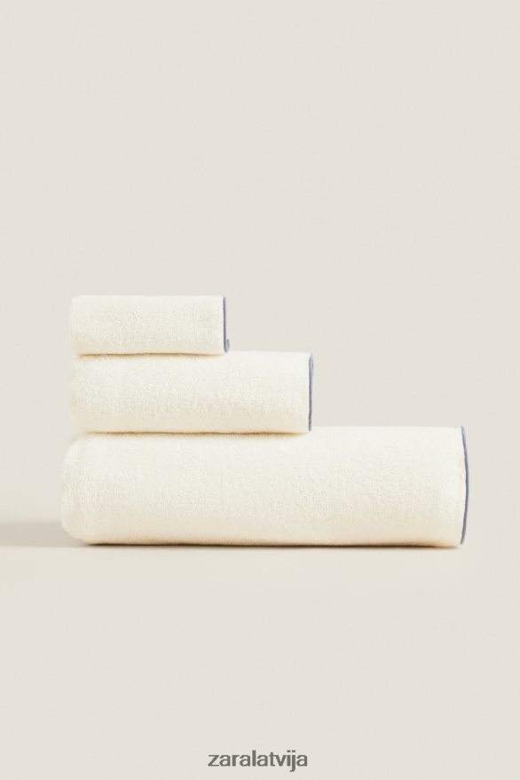 kokvilnas dvielis ar overloku unisex Zara pelēks/zils 6ZTV401737 Piederumi