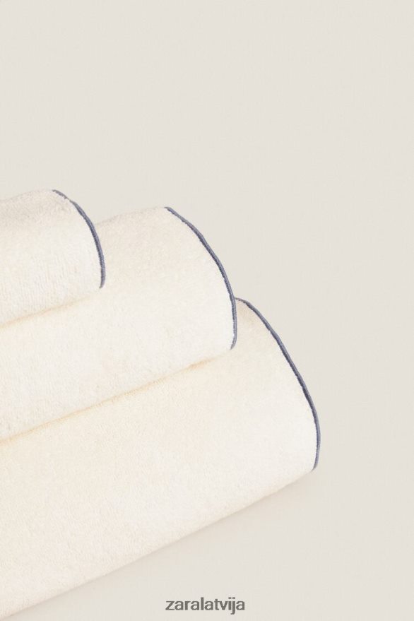 kokvilnas dvielis ar overloku unisex Zara pelēks/zils 6ZTV401737 Piederumi