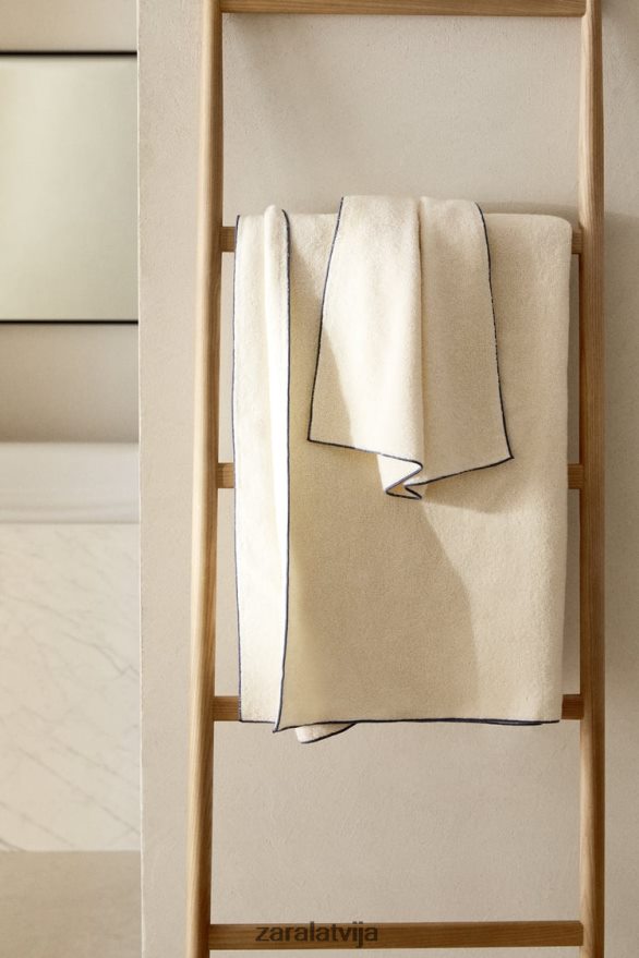 kokvilnas dvielis ar overloku unisex Zara pelēks/zils 6ZTV401737 Piederumi