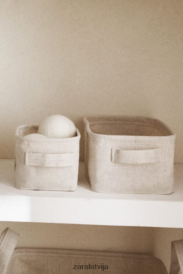 kokvilnas un lina organizatora kaste unisex Zara gaiši bēšs 6ZTV401712 Piederumi