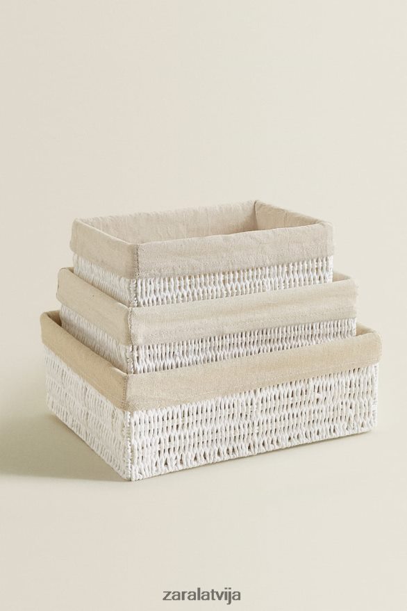 taisnstūra auduma iekšējais grozs unisex Zara balts 6ZTV401734 Piederumi