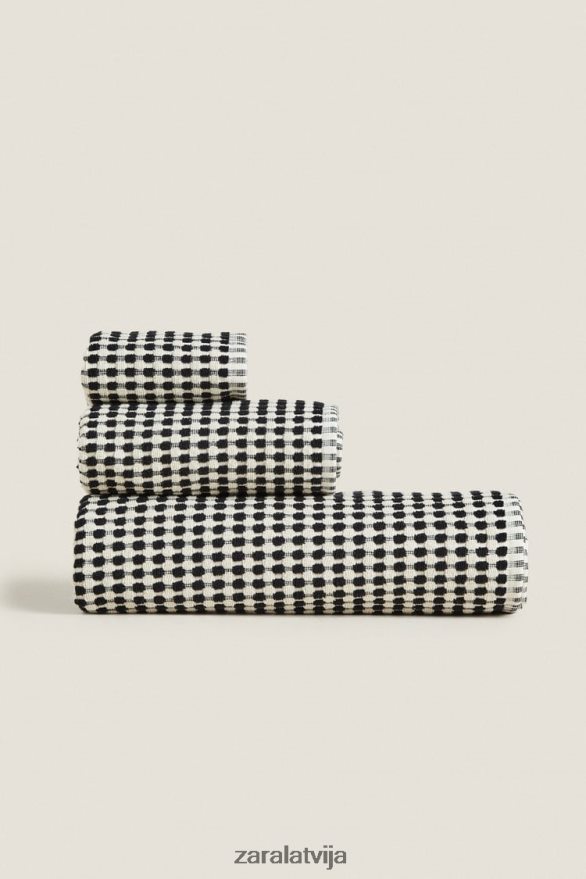 teksturēts kokvilnas dvielis unisex Zara melns 6ZTV401717 Piederumi