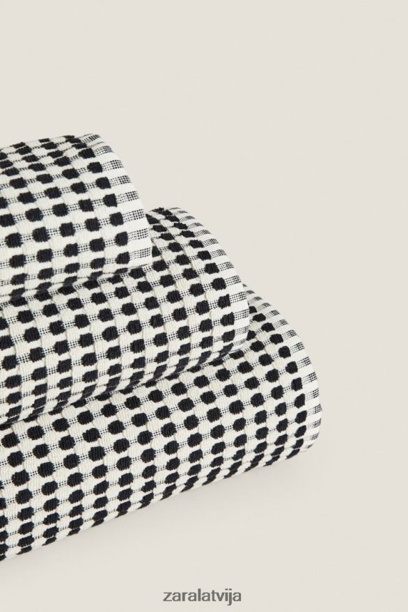 teksturēts kokvilnas dvielis unisex Zara melns 6ZTV401717 Piederumi
