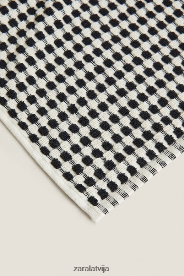 teksturēts kokvilnas dvielis unisex Zara melns 6ZTV401717 Piederumi
