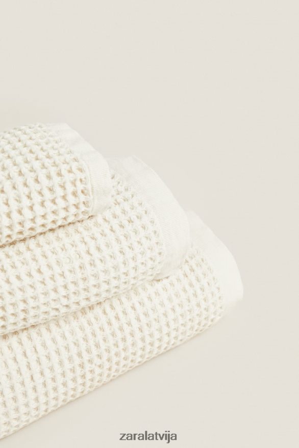 vafeļu tekstūras kokvilnas dvielis unisex Zara gaiši bēšs 6ZTV401721 Piederumi