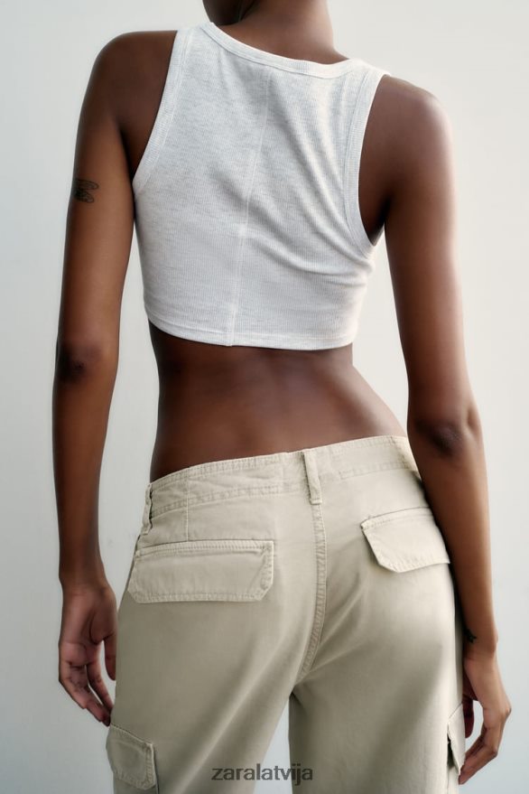augstceltnes trf taisnas kravas bikses sievietes Zara pelēks 6ZTV40502 apģērbs